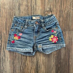 Mudd Jean Shorts Jorts Blue Denim Girls 6 Floral Embroidery 2013